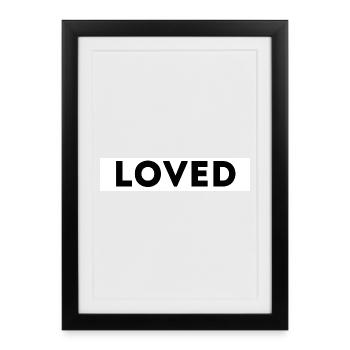 'LOVED' Christian Design – Faith-Based Apparel" - Framed poster (27 × 37 cm) - black - Front