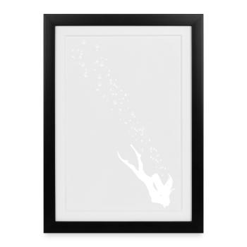 Bulles de Plongeuse - Affiche encadrée (27 × 37 cm) - noir - Devant