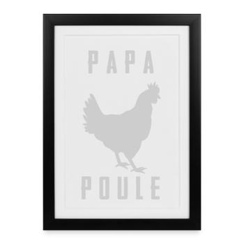 PAPA POULE Coq Silhouette - Affiche encadrée (27 × 37 cm) - noir - Devant