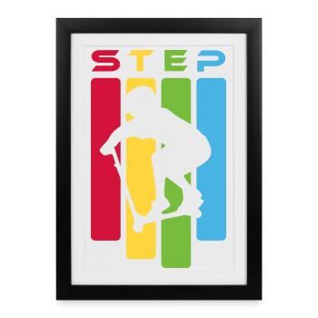 Silhouette d’escalade sur des bandes colorées - Affiche encadrée (27 × 37 cm) - noir - Devant