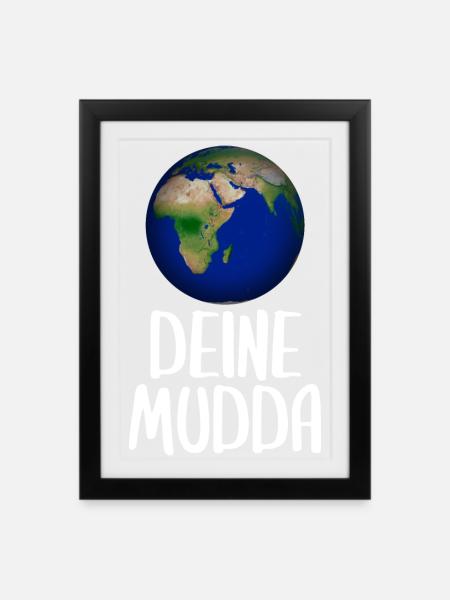 Weltkugel Schriftkunst Motiv - Gerahmtes Poster (27 × 37 cm) - Schwarz