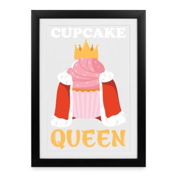 Reine des cupcakes – Reine au motif couronne - Affiche encadrée (27 × 37 cm) - noir - Devant
