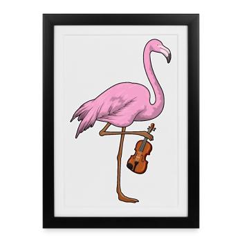 Flamingo Musician Guitar Music - Framed poster (27 × 37 cm) - black - Front