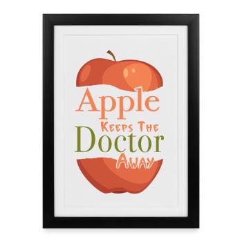 Une pomme par jour éloigne le médecin - Affiche encadrée (27 × 37 cm) - noir - Devant