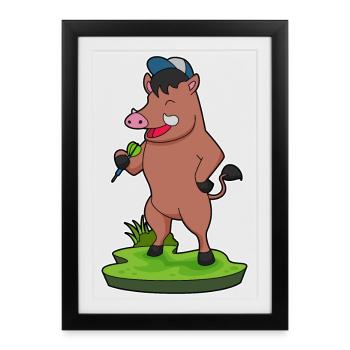 Eber Dart Dartpfeil - Gerahmtes Poster (27 × 37 cm) - Schwarz - Vorne