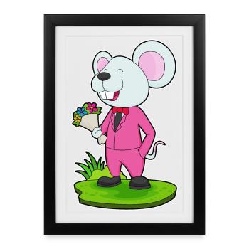 Mouse Groom Bouquet Wedding - Framed poster (27 × 37 cm) - black - Front