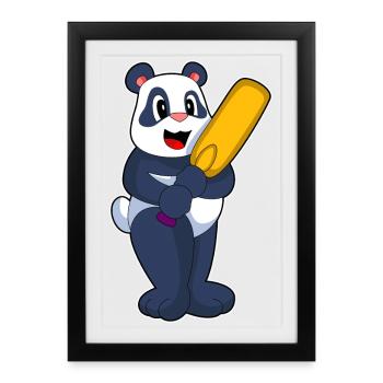 Panda Cricket Cricket Bat - Framed poster (27 × 37 cm) - black - Front