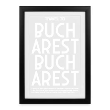 Trip to Bucharest – Uppercase Typo - Framed poster (27 × 37 cm) - black - Front