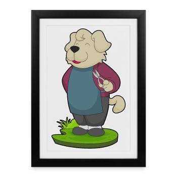 Coiffeur pour chien Ciseaux - Affiche encadrée (27 × 37 cm) - noir - Devant