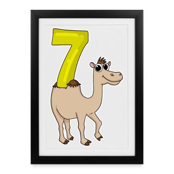 7 ans 7 ans avec motif animal - sept - Affiche encadrée (27 × 37 cm) - noir - Devant