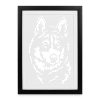 Husky Head « Black Edition » - Affiche encadrée (27 × 37 cm) - noir - Devant