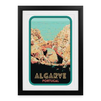 Falaises emblématiques de l'Algarve: Vue originale - Affiche encadrée (27 × 37 cm) - noir - Devant