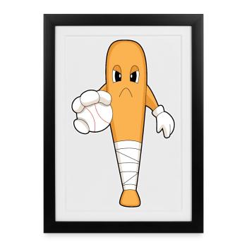 Baseball Baseball bat - Framed poster (27 × 37 cm) - black - Front