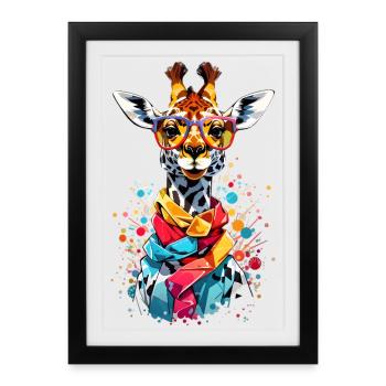 Girafe cool - Affiche encadrée (27 × 37 cm) - noir - Devant
