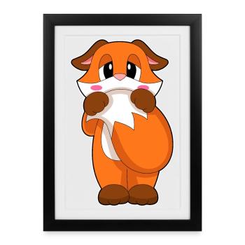 Renard mignon - Affiche encadrée (27 × 37 cm) - noir - Devant