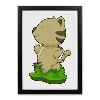 Cat Jogger Jogging Sport - Framed poster (27 × 37 cm) - black - Front