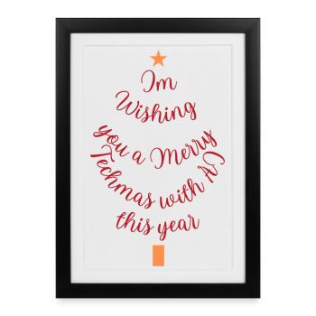 Souhait de Noël personnel avec étoile et cadeau - Affiche encadrée (27 × 37 cm) - noir - Devant