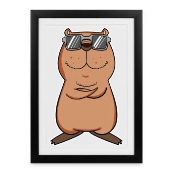 Capybara - Gerahmtes Poster (27 × 37 cm) - Schwarz - Vorne