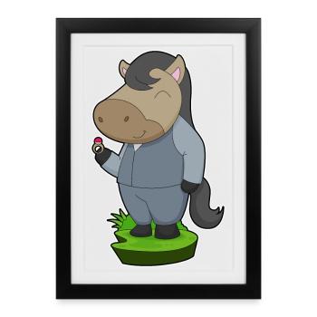 Bague de mariage Horse Groom Mariage - Affiche encadrée (27 × 37 cm) - noir - Devant