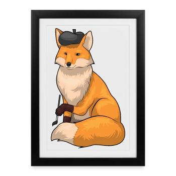 Fox Painter Brush Paint - Framed poster (27 × 37 cm) - black - Front