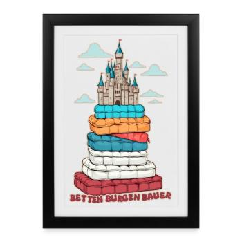 Betten Burgen Bauer - Gerahmtes Poster (27 × 37 cm) - Schwarz - Vorne