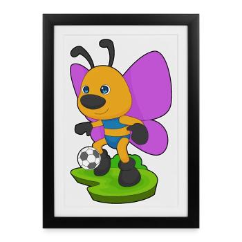 Butterfly Soccer Player Soccer Sports - Framed poster (27 × 37 cm) - black - Front