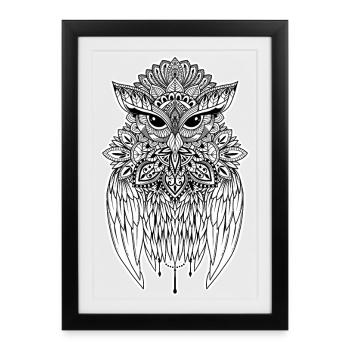 Owl the Guardian - Framed poster (27 × 37 cm) - black - Front