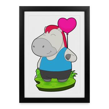 Ballon de cheval - Affiche encadrée (27 × 37 cm) - noir - Devant