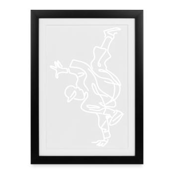 Croquis de breakdance - Affiche encadrée (27 × 37 cm) - noir - Devant