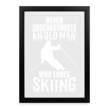Skier Grandpa - Framed poster (27 × 37 cm) - black - Front
