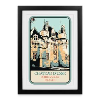 Château d'Ussé, Vallée de la Loire - Affiche encadrée (27 × 37 cm) - noir - Devant