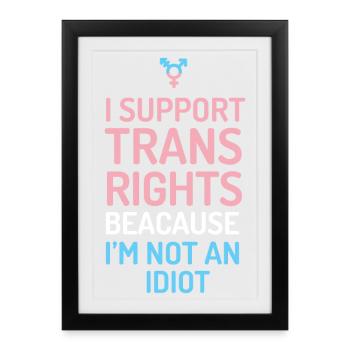 Je soutiens les droits des trans - Affiche encadrée (27 × 37 cm) - noir - Devant