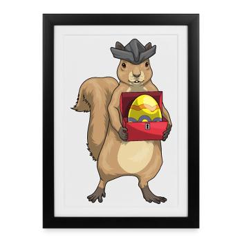 Pirate de Pâques Écureuil - Affiche encadrée (27 × 37 cm) - noir - Devant