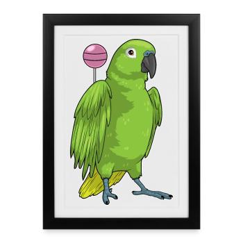 Perroquet Sucette - Affiche encadrée (27 × 37 cm) - noir - Devant