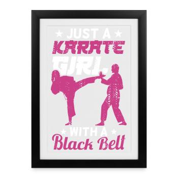 Karaté fille avec ceinture noire - Affiche encadrée (27 × 37 cm) - noir - Devant