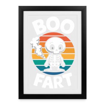 Squelette qui pète – Halloween drôle - Affiche encadrée (27 × 37 cm) - noir - Devant