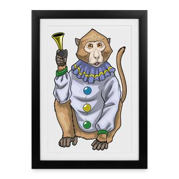 Monkey Clown Clown Horn - Framed poster (27 × 37 cm) - black - Front