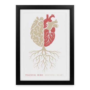 paisible Cœur reconnaissant Yoga Méditation - Affiche encadrée (27 × 37 cm) - noir - Devant