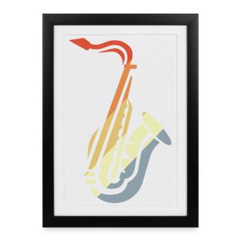 Saxophone Sketch Vintage - Framed poster (27 × 37 cm) - black - Front
