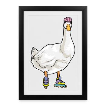 Duck Inline skating Inline skates - Framed poster (27 × 37 cm) - black - Front