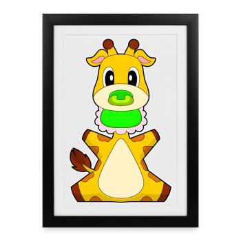 Bavette pour bébé girafe - Affiche encadrée (27 × 37 cm) - noir - Devant
