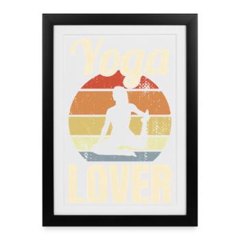 Yoga Lovers Vintage Look - Affiche encadrée (27 × 37 cm) - noir - Devant