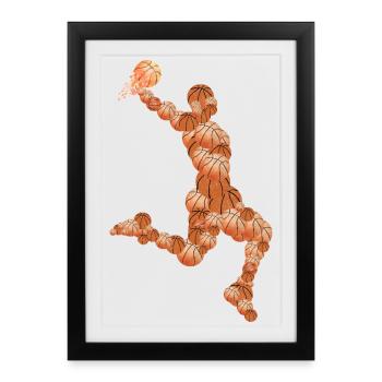 Abstract Basketball Pattern - Framed poster (27 × 37 cm) - black - Front