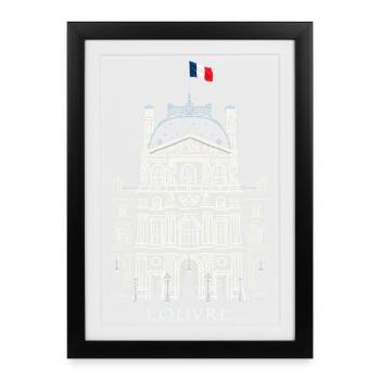 Louvre Paris, Palace-Museum Facade, France - Framed poster (27 × 37 cm) - black - Front