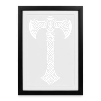 Mjöllnir symbole viking - Affiche encadrée (27 × 37 cm) - noir - Devant