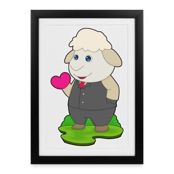 Mouton Marié Costume Mariage - Affiche encadrée (27 × 37 cm) - noir - Devant