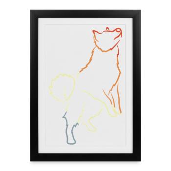 Croquis de chien vintage - Affiche encadrée (27 × 37 cm) - noir - Devant