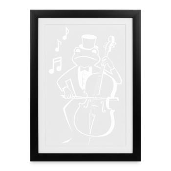 Frog plays subbass - contrebassiste drôle - Affiche encadrée (27 × 37 cm) - noir - Devant