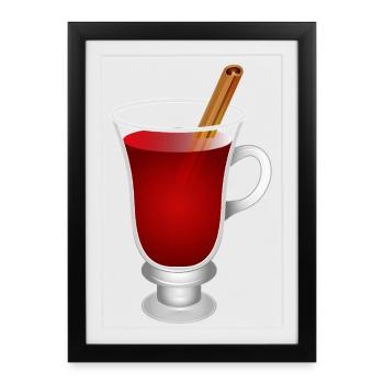 Vin chaud dans un verre – Motif festif de plaisir hivernal - Affiche encadrée (27 × 37 cm) - noir - Devant