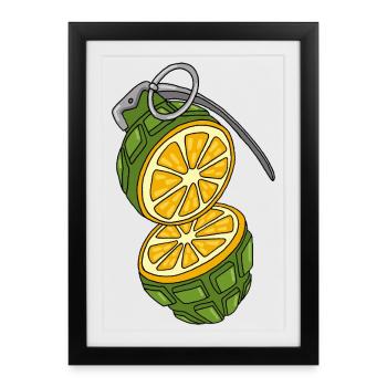Camouflage d'une orange - Affiche encadrée (27 × 37 cm) - noir - Devant